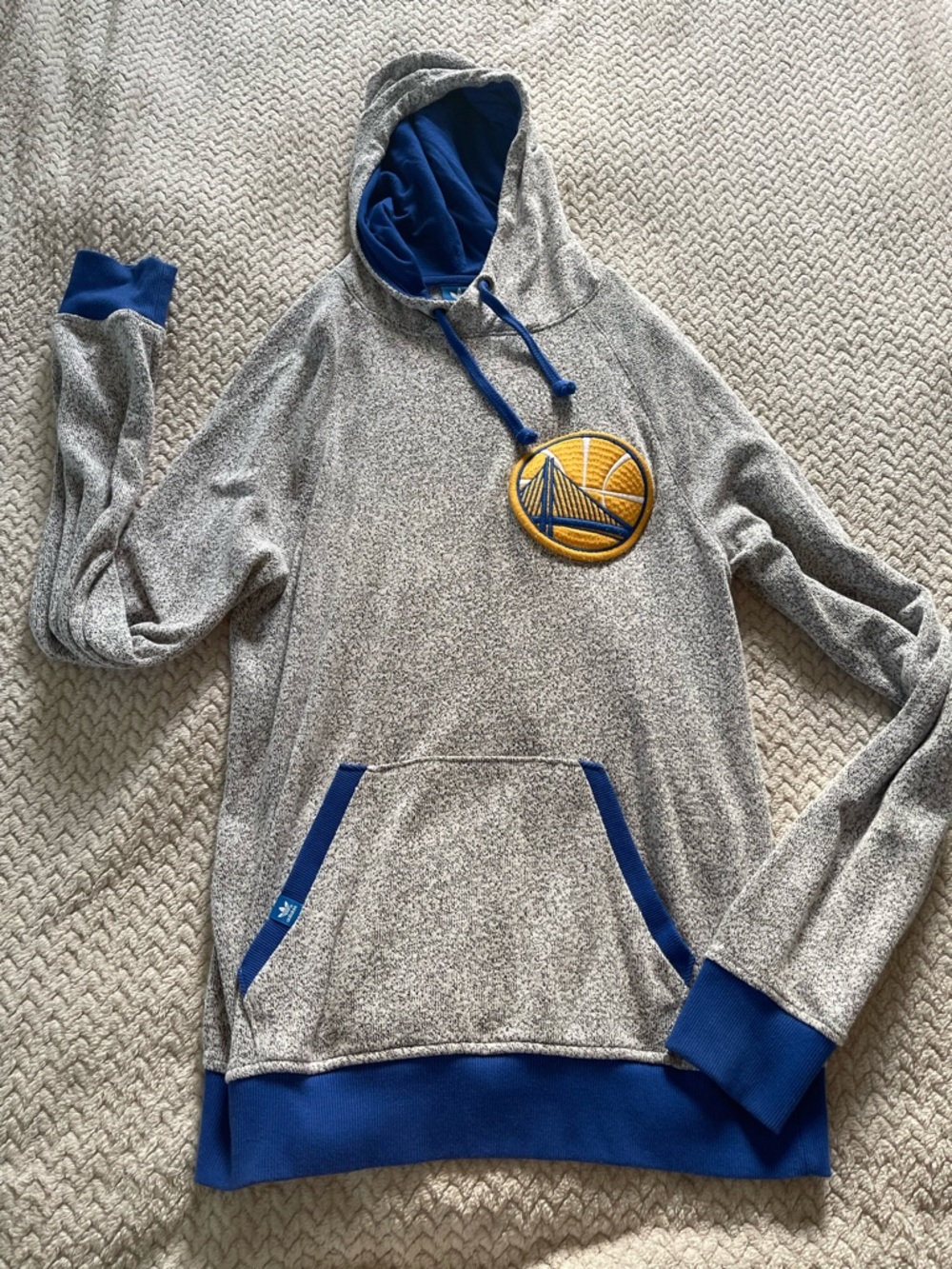 adidas Grey Hoodie with Royal Blue Accents